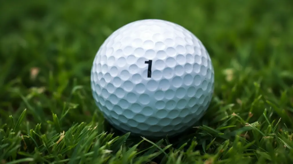 A golf ball with a number one printed on it