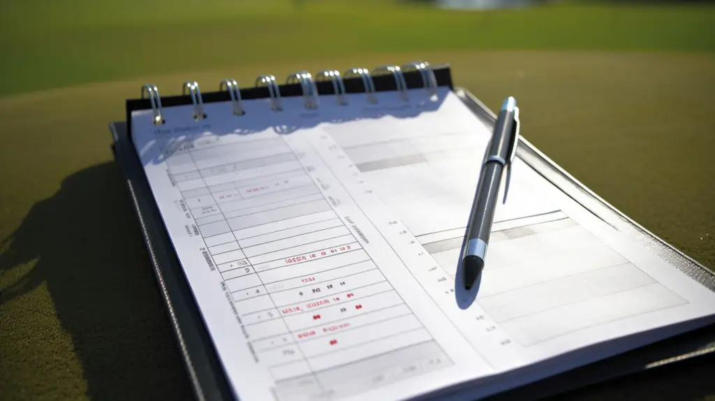A golf scorecard and a pen