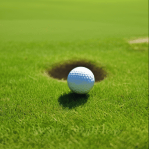 a golf ball on the edge of the hole