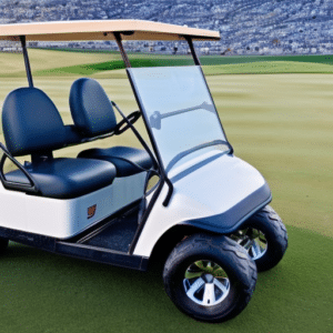a golf cart on the course
