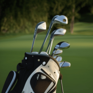 various golf clubs in the golf bag