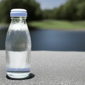 A bottle of water in the golf course
