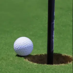 A golf ball on the edge of the hole