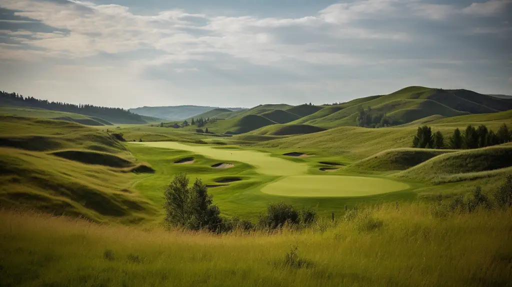 A golf course with a difficult terrain