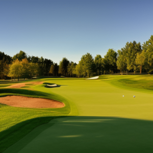 A golf course with bentgrass greens