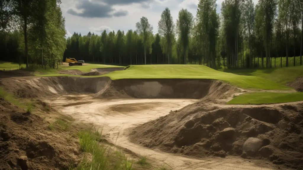 A lush green golf course under construction