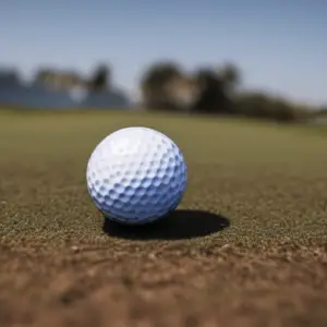 A white Golf ball on the grass