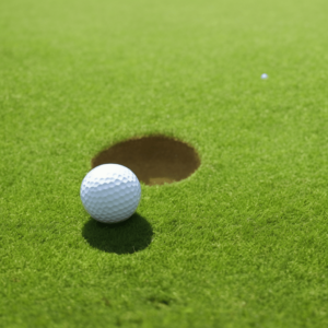 a ball near the golf hole