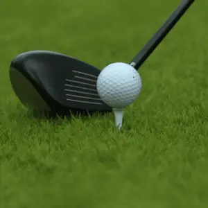 a black club and a golf ball on the tee