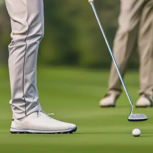 a close-up view of the golfer's distance from the ball