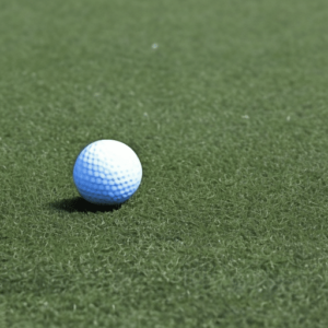 a golf ball on a fake grass
