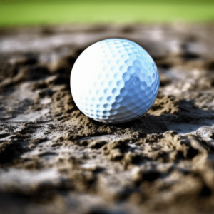 a golf ball on the mud hazard