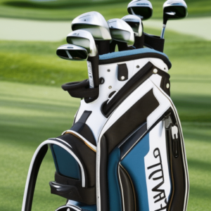 various clubs in a white golf bag