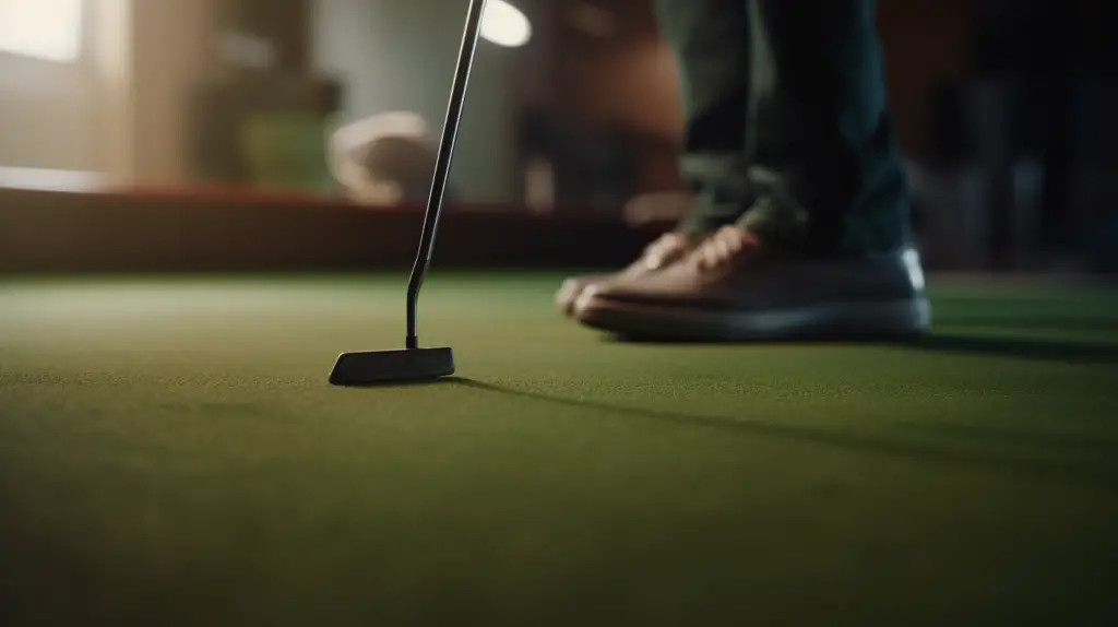 A golfer practicing how to hold a putter