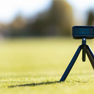 A launch monitor at a golf field