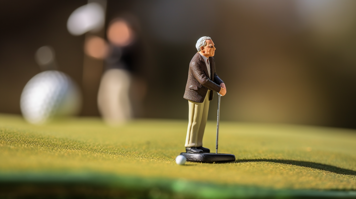 A miniature of a president standing in a golf course