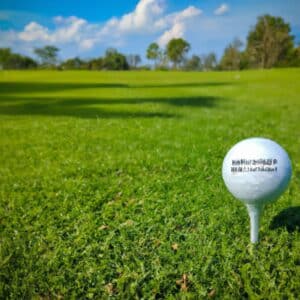 a golf ball with a symbol on a white tee holder