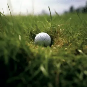 a golf ball with blurry grass