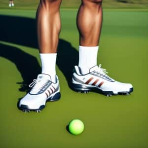 a person wearing socks and golf shoes