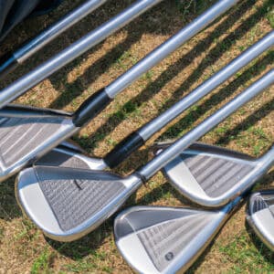 golf clubs on the ground