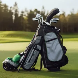 A golf bag with a collection of golf clubs