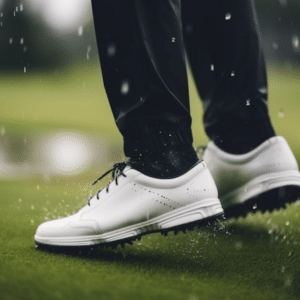 A pair of waterproof golf shoes