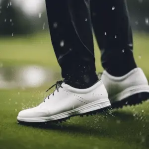 A pair of waterproof golf shoes