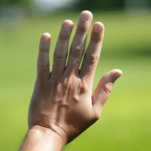 Close-up of a golfer's hand