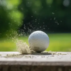 a golf ball landing on the sand on the course
