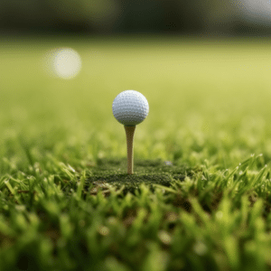 a golf ball on a yellow wooden tee