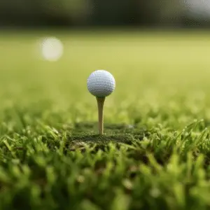 a golf ball on a yellow wooden tee