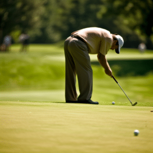 a man taking a stance to hit the golf ball