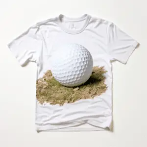 a shirt featuring a printed golf ball design,