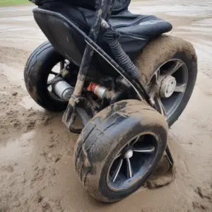 golf trolley wheels with mud