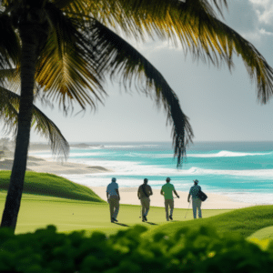 golfers walking on a golf course