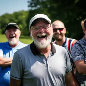 men joyfully joins Captains Day at the golf club