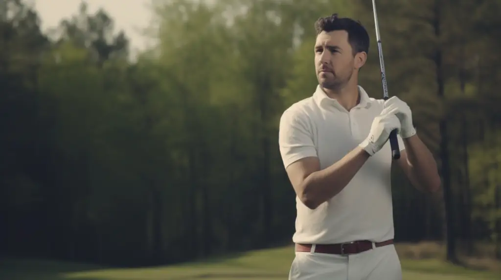 a man is adjusting his grip on a golf club