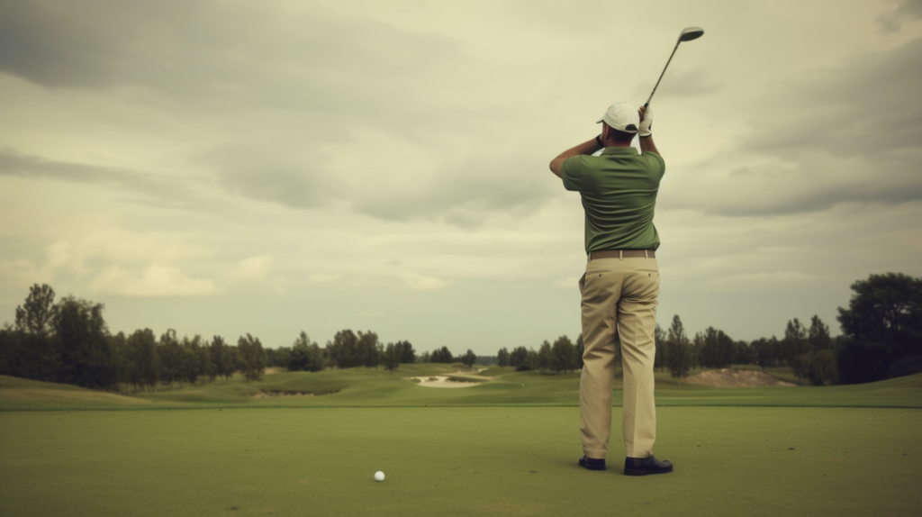 a man is mastering the art of avoiding shanking a golf ball