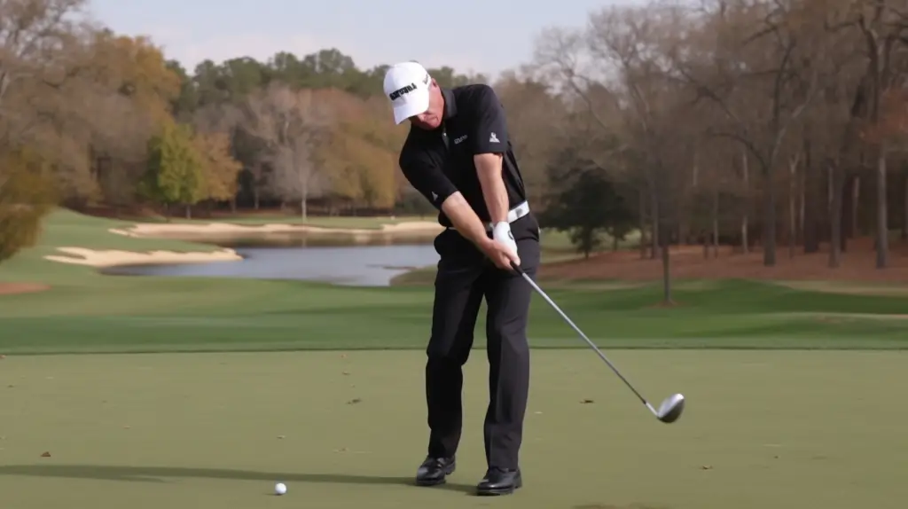 a man keeping his left arm straight to practice swing