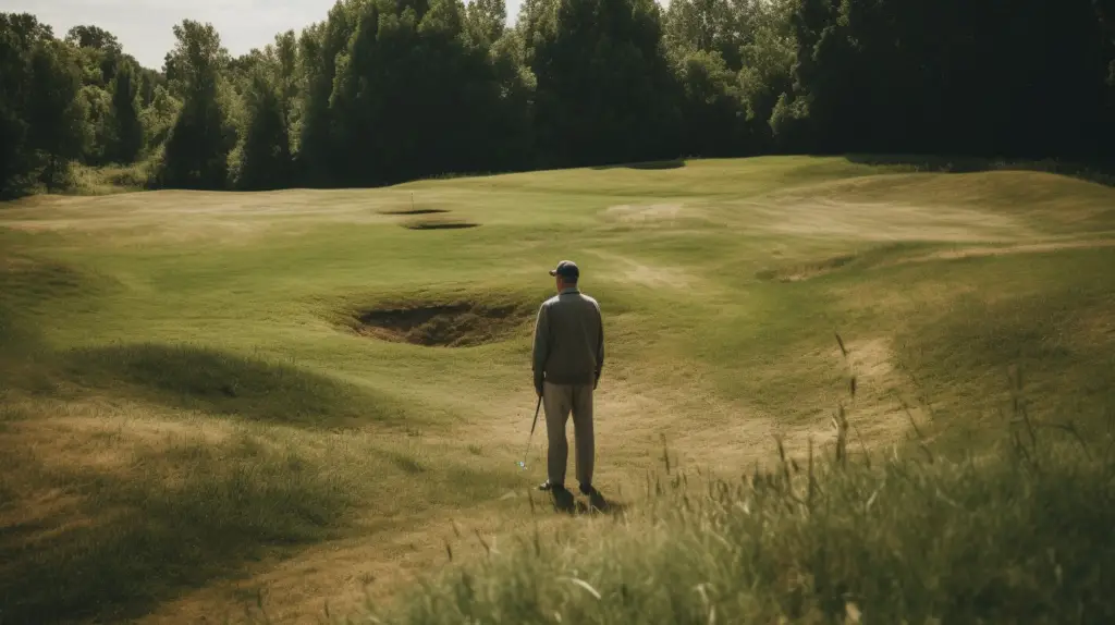 a man searching for a lost golf ball