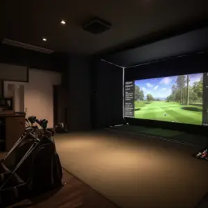 an indoor setup for golf