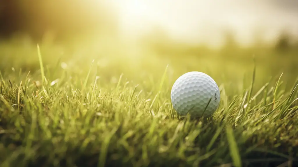 close up of golf ball on green grass