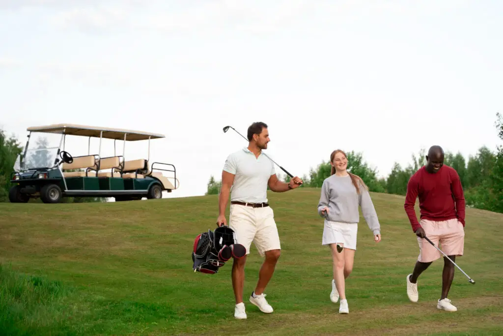 group of people on golf course