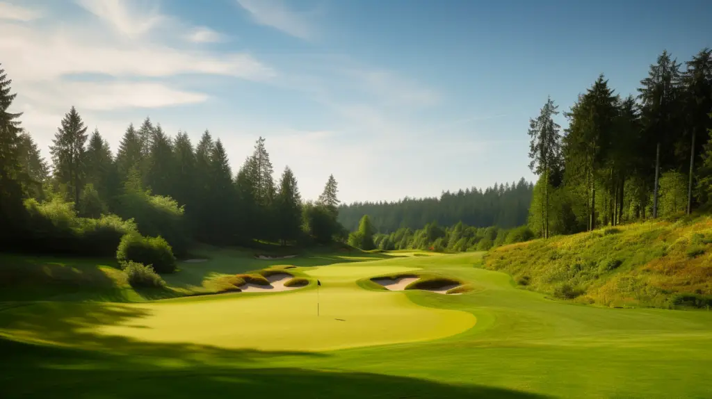 A magnificent golf course surrounding trees