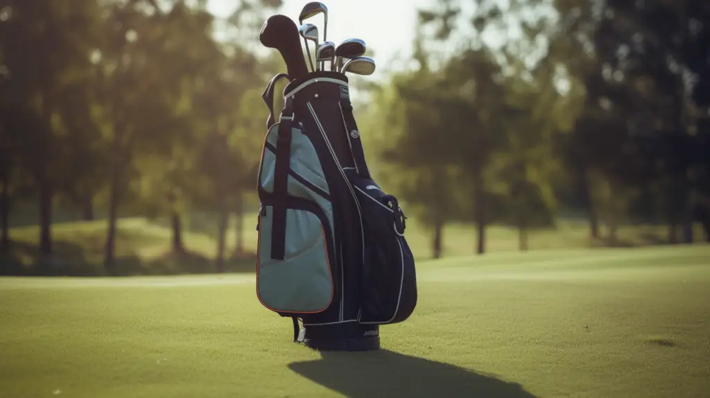 A modern golf bag on a golf course