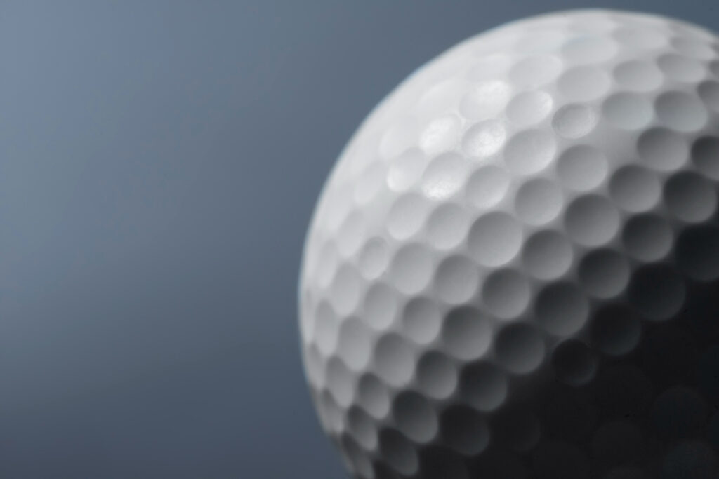 a close up golf ball