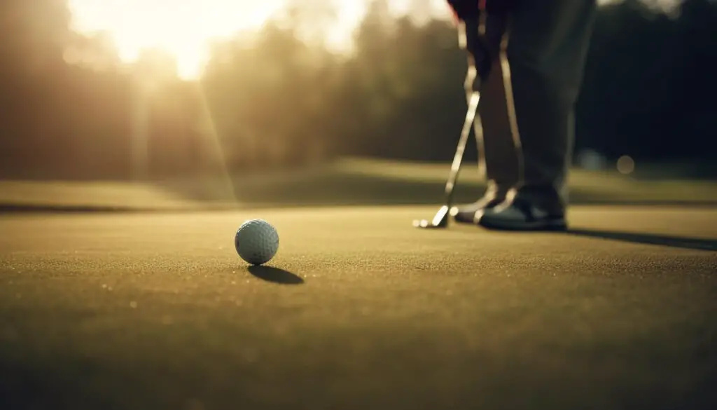 a golf ball and a person standing