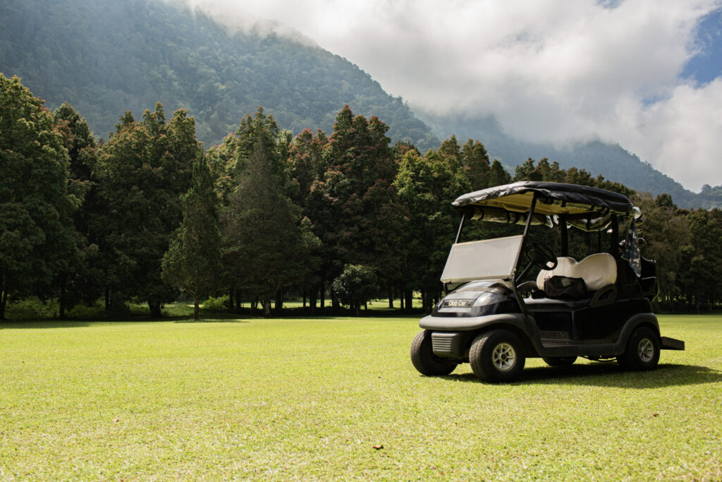 a golf cart parked