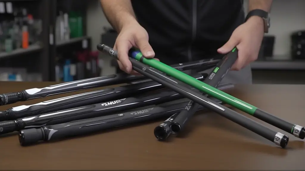 a man checking all golf shaft flex before buying