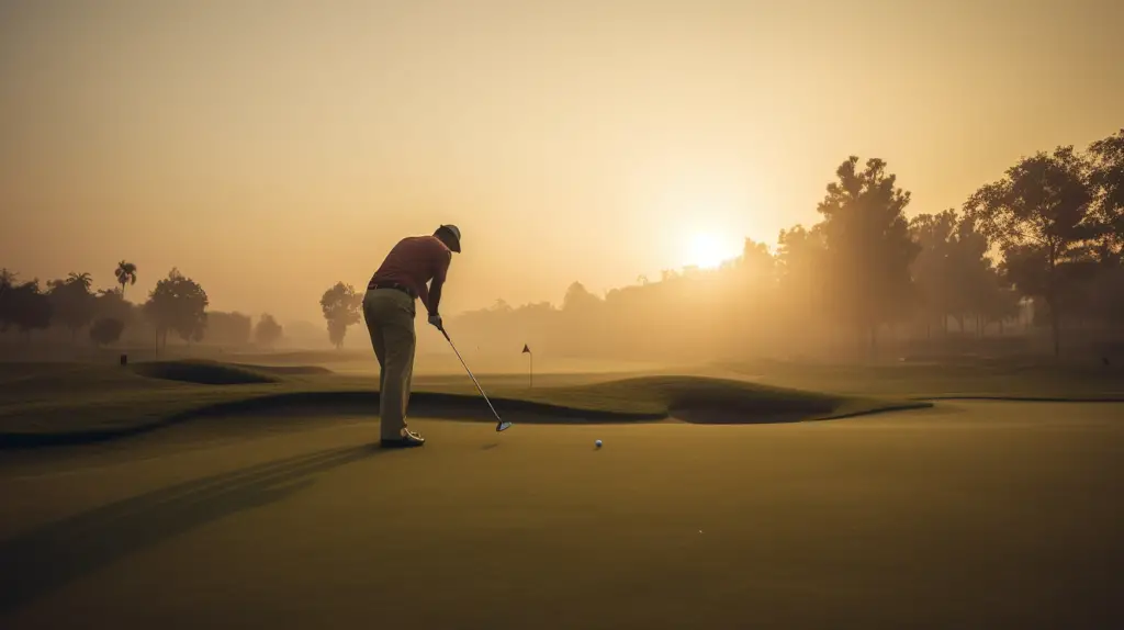 a man performing loft angle for an approach wedge golf club